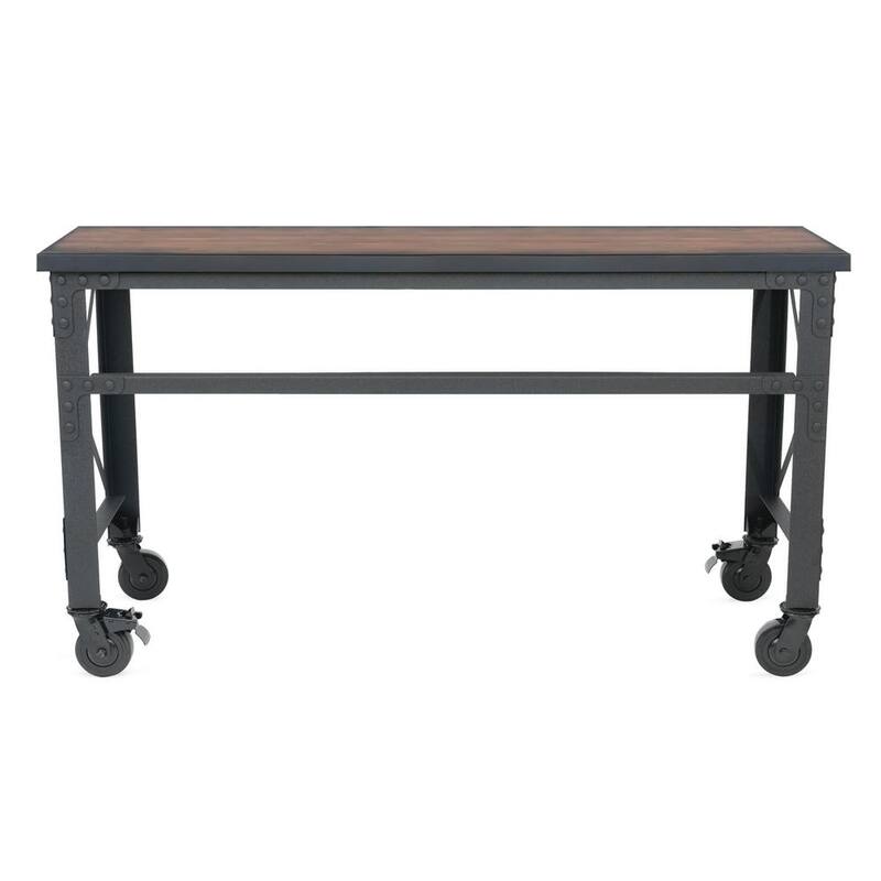 Mesa de trabajo industrial rodante Duramax Building Products de 62 pulgadas de ancho x 24 pulgadas de profundidad con superficie de madera sólida - 68021