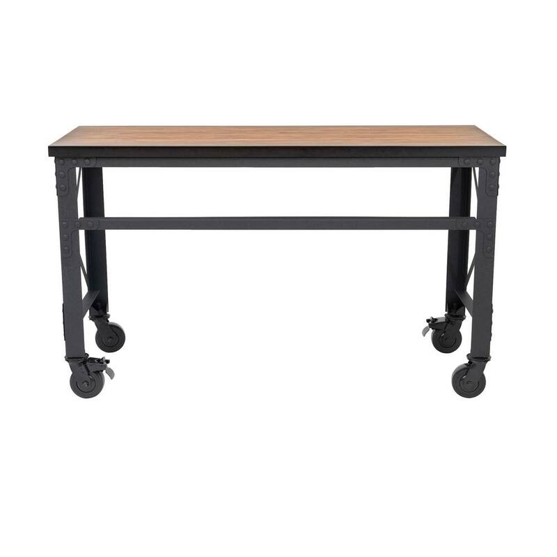 Mesa de trabajo industrial rodante Duramax Building Products de 62 pulgadas de ancho x 24 pulgadas de profundidad con superficie de madera sólida - 68021
