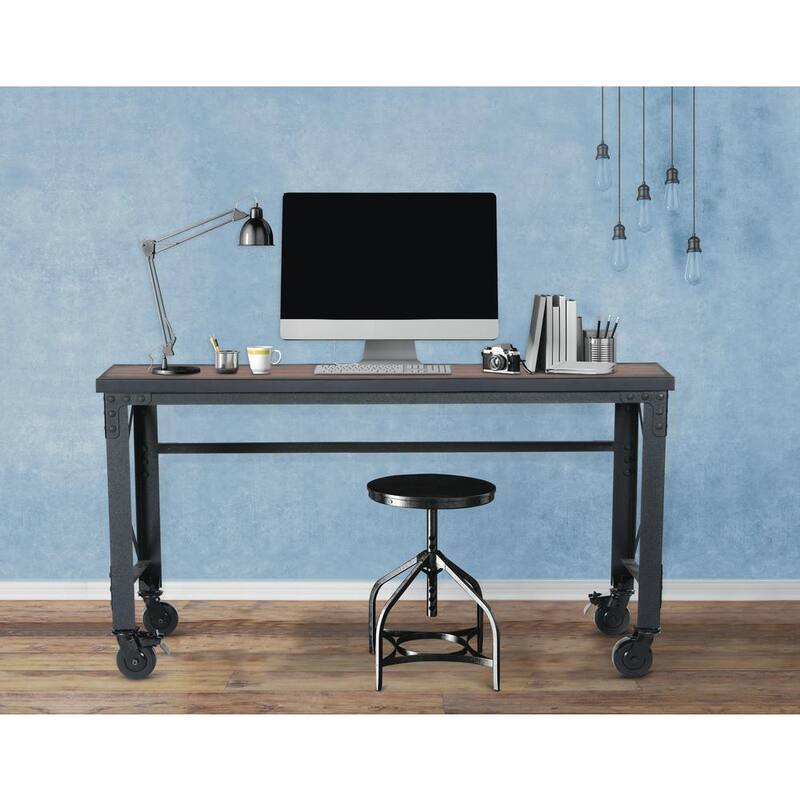 Mesa de trabajo industrial rodante Duramax Building Products de 62 pulgadas de ancho x 24 pulgadas de profundidad con superficie de madera sólida - 68021
