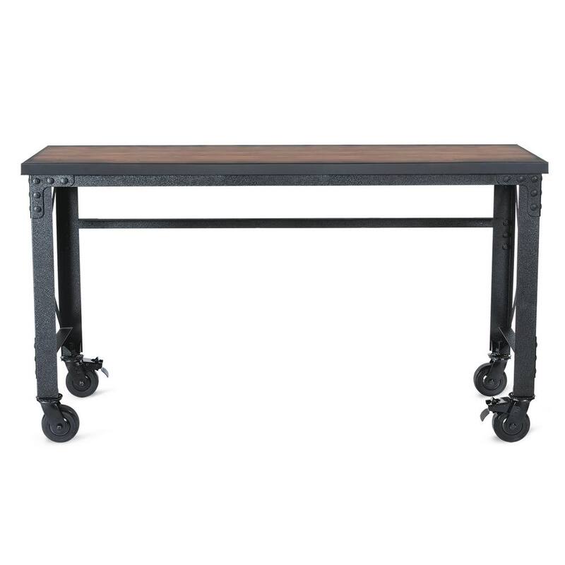 Mesa de trabajo industrial rodante Duramax Building Products de 62 pulgadas de ancho x 24 pulgadas de profundidad con superficie de madera sólida - 68021