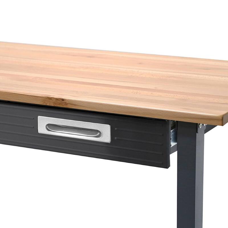 Banco de trabajo Seville Classics de 48 pulgadas de ancho x 25 pulgadas de profundidad con ruedas y 1 cajón en la parte superior de madera en color grafito negro - WEB484
