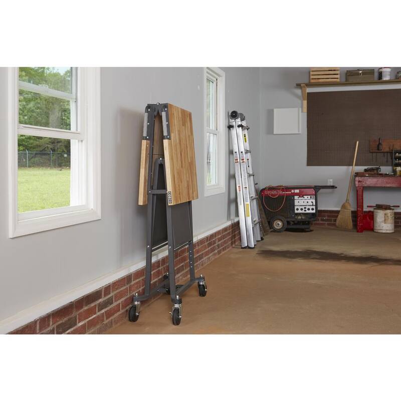 Mesa de trabajo portátil SmartFold de Cosco con marco de acero gris - 66765DKG1E, 52 pulgadas de ancho x 26 pulgadas de profundidad.
