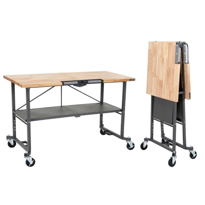 Mesa de trabajo portátil SmartFold de Cosco con marco de acero gris - 66765DKG1E, 52 pulgadas de ancho x 26 pulgadas de profundidad.
