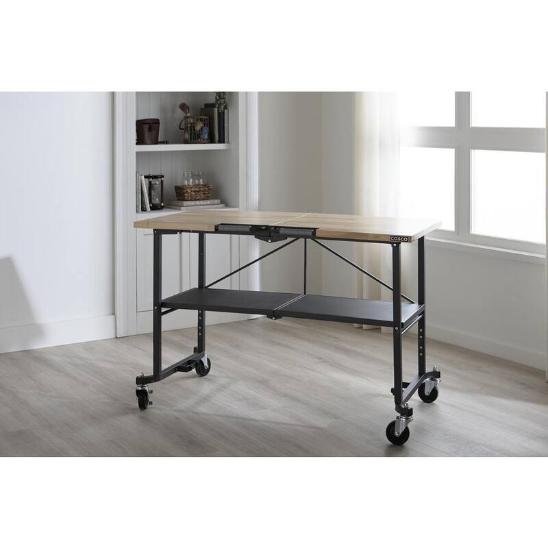 Mesa de trabajo portátil SmartFold de Cosco con marco de acero gris - 66765DKG1E, 52 pulgadas de ancho x 26 pulgadas de profundidad.