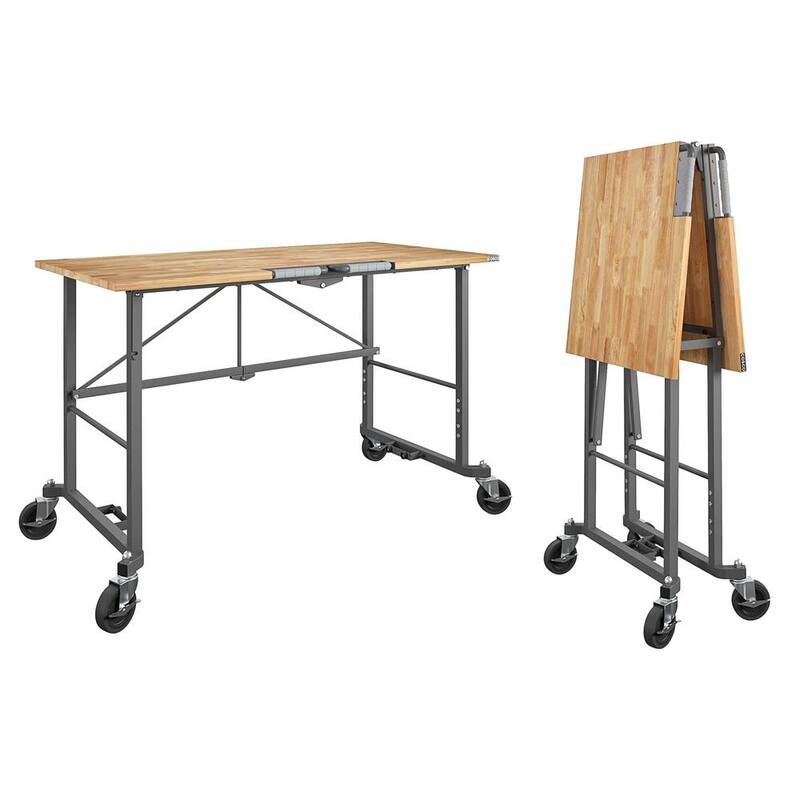 Banco de trabajo plegable portátil Smartfold de 52 pulgadas de ancho por 26 pulgadas de profundidad con cubierta de madera dura - 66760DKG1E