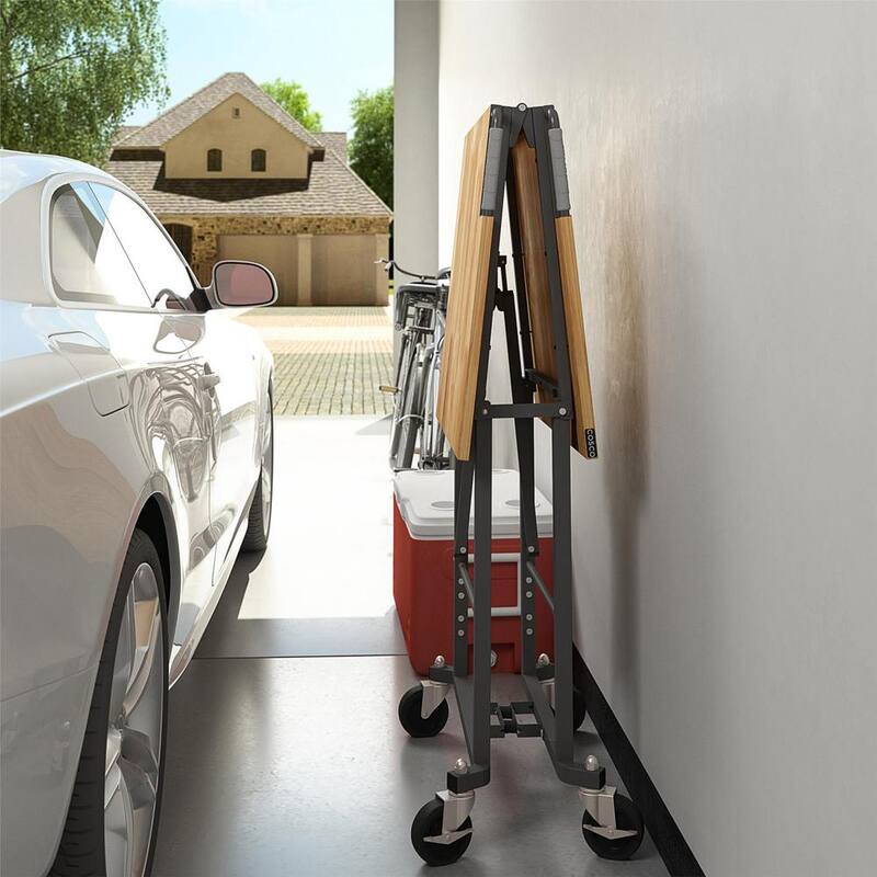 Banco de trabajo plegable portátil Smartfold de 52 pulgadas de ancho por 26 pulgadas de profundidad con cubierta de madera dura - 66760DKG1E
