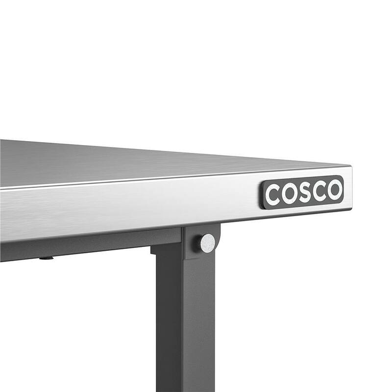 Banco de trabajo plegable Inteligente Cosco de 51 pulgadas de ancho x 27 pulgadas de profundidad con parte superior de acero inoxidable y ruedas bloqueables - 66771DKG1E