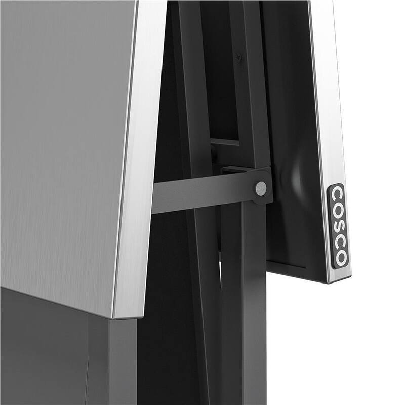 Banco de trabajo plegable Inteligente Cosco de 51 pulgadas de ancho x 27 pulgadas de profundidad con parte superior de acero inoxidable y ruedas bloqueables - 66771DKG1E