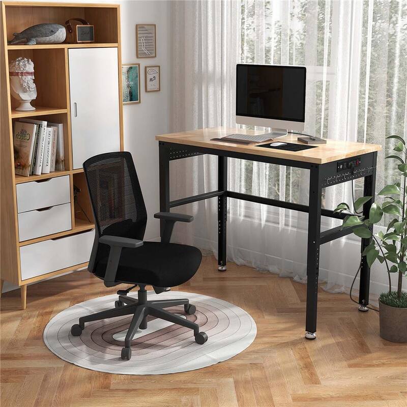 Banco de trabajo ajustable de 48 pulgadas de ancho por 24 pulgadas de profundidad con parte superior de madera de roble macizo - TH10020NA
