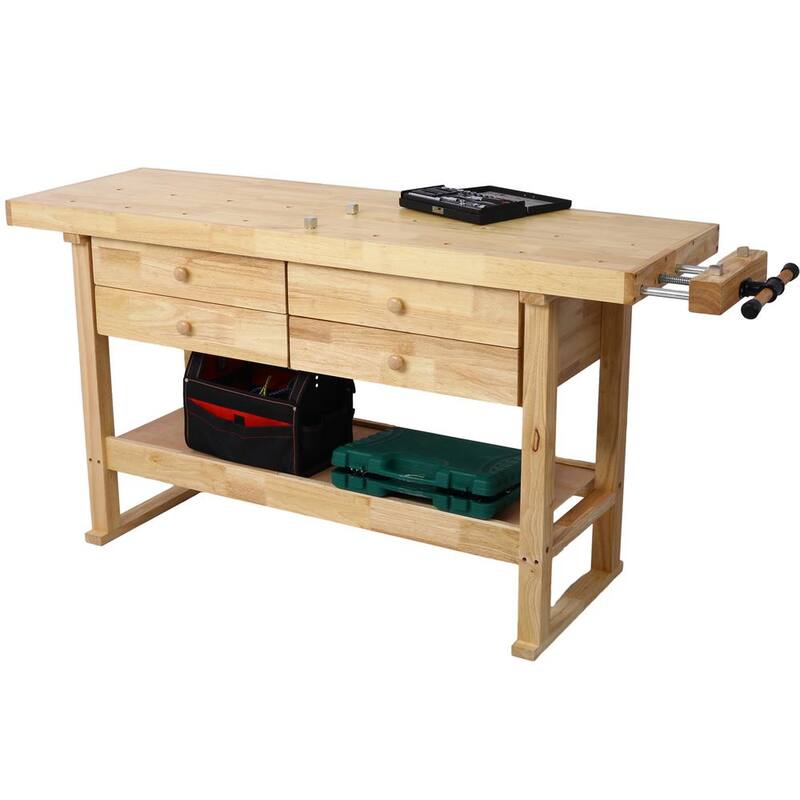 Kahomvis 60 pulg. de ancho x 20 pulg. de profundidad Banco de trabajo de madera con 4 cajones - GH-LKW4-4606