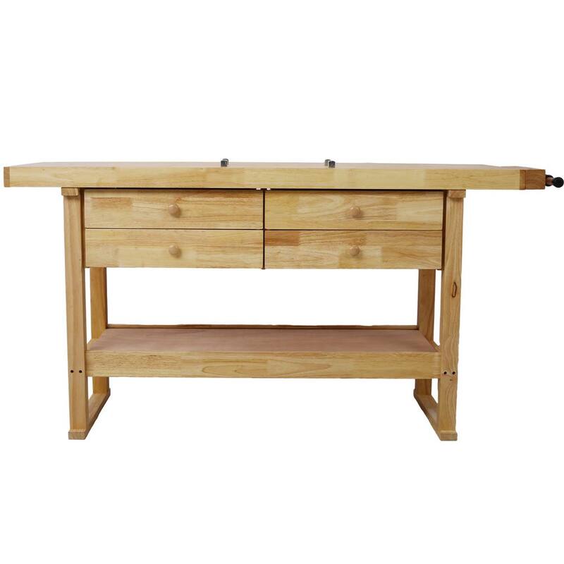 Kahomvis 60 pulg. de ancho x 20 pulg. de profundidad Banco de trabajo de madera con 4 cajones - GH-LKW4-4606