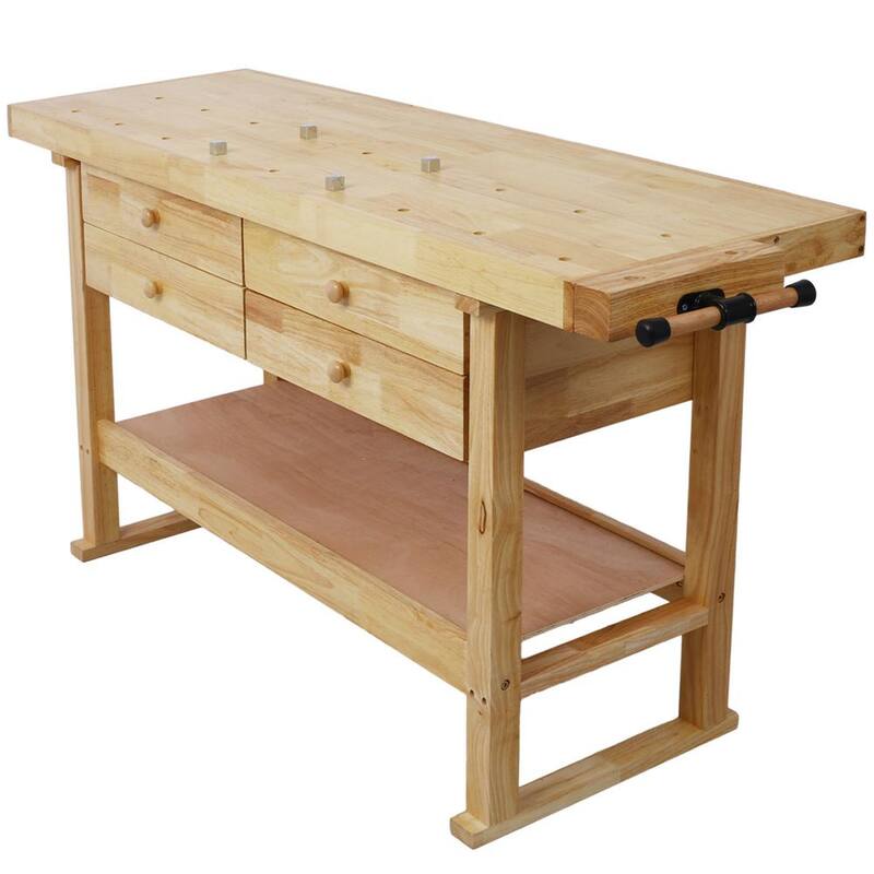Kahomvis 60 pulg. de ancho x 20 pulg. de profundidad Banco de trabajo de madera con 4 cajones - GH-LKW4-4606