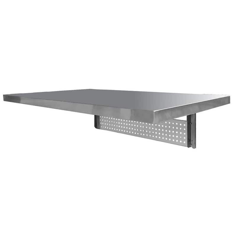 Mesa de trabajo y banco de trabajo plegable montado en la pared de acero inoxidable Sportsman Space Saving 48 pulgadas de ancho x 24 pulgadas de fondo - 802726
