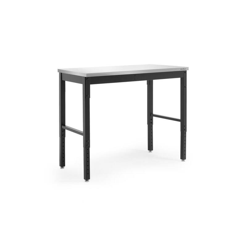 Mesa de trabajo negra de la serie Pro de NewAge Products de 48 pulgadas de ancho x 24 pulgadas de profundidad con cubierta de acero inoxidable - 55936