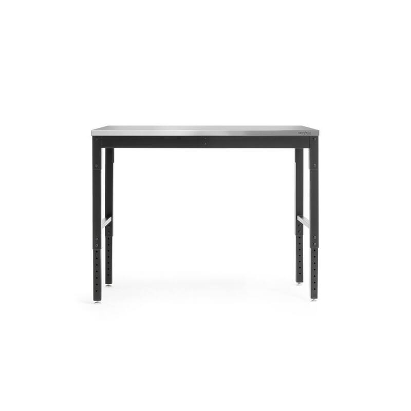 Mesa de trabajo negra de la serie Pro de NewAge Products de 48 pulgadas de ancho x 24 pulgadas de profundidad con cubierta de acero inoxidable - 55936