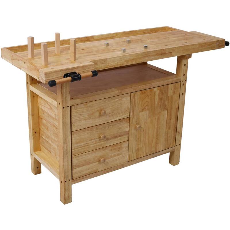Banco de trabajo de madera Kahomvis de 50 pulgadas con 3 cajones - GH-LKW4-4607