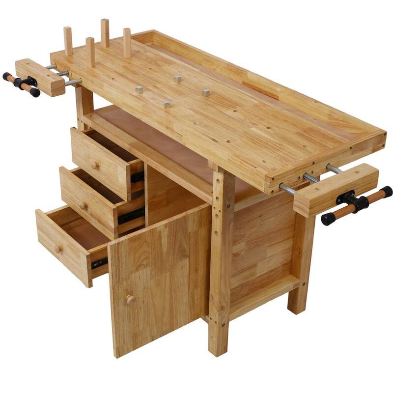 Banco de trabajo de madera Kahomvis de 50 pulgadas con 3 cajones - GH-LKW4-4607