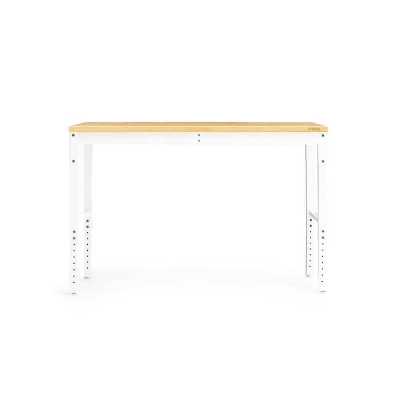 Serie Pro de NewAge Products 56 pulg. de ancho x 24 pulg. de profundidad Banco de trabajo blanco con cubierta de bambú - 55939