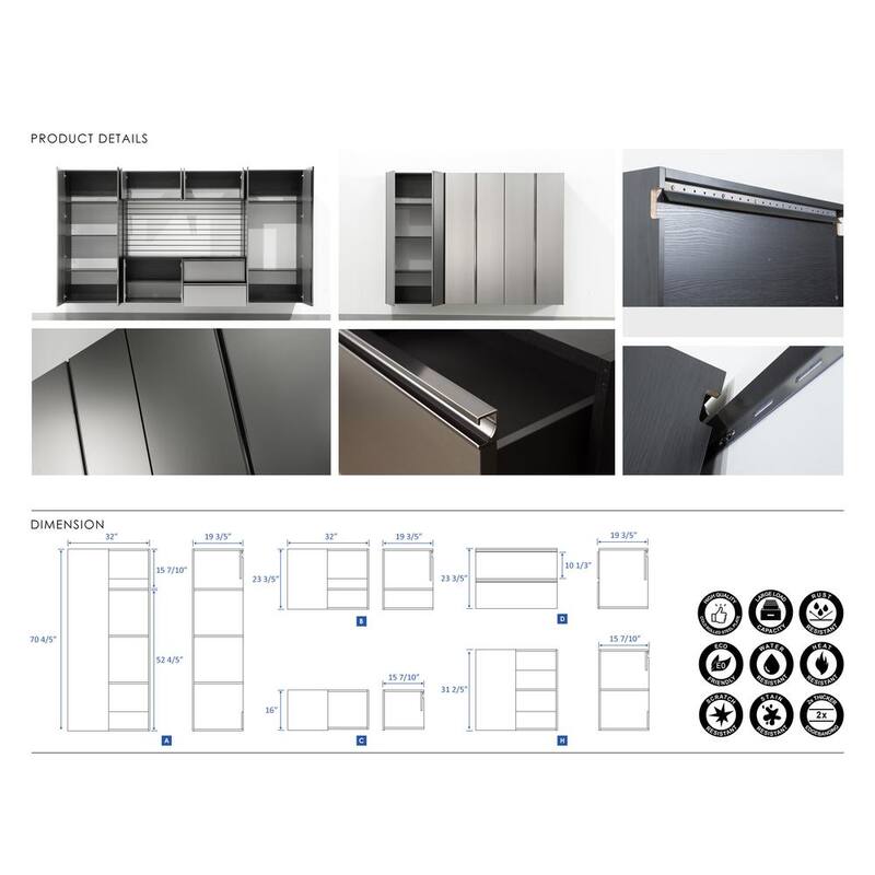 Serie Nova de Klair Living 63 pulgadas de ancho x 20 pulgadas de profundidad en gris oscuro - Nova-BT6320