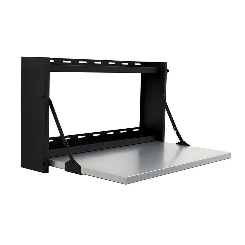 Montezuma 32 pulgadas de ancho x 23 pulgadas de profundidad Banco de trabajo montado en la pared abatible con estantes - MFS3219B