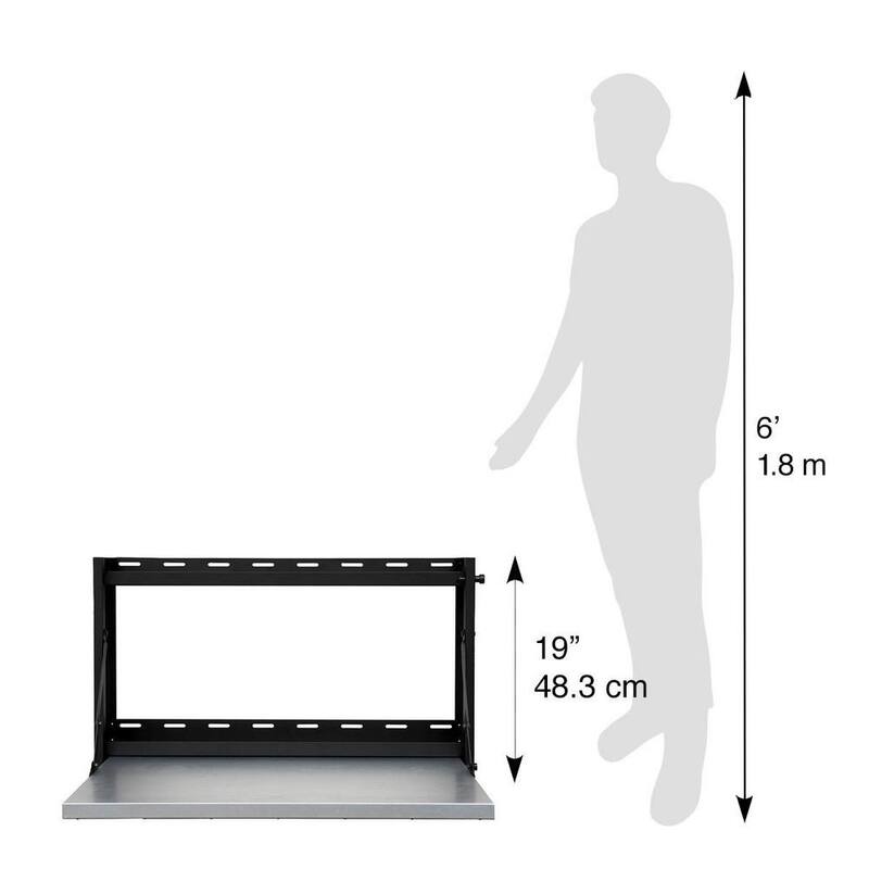 Montezuma 32 pulgadas de ancho x 23 pulgadas de profundidad Banco de trabajo montado en la pared abatible con estantes - MFS3219B