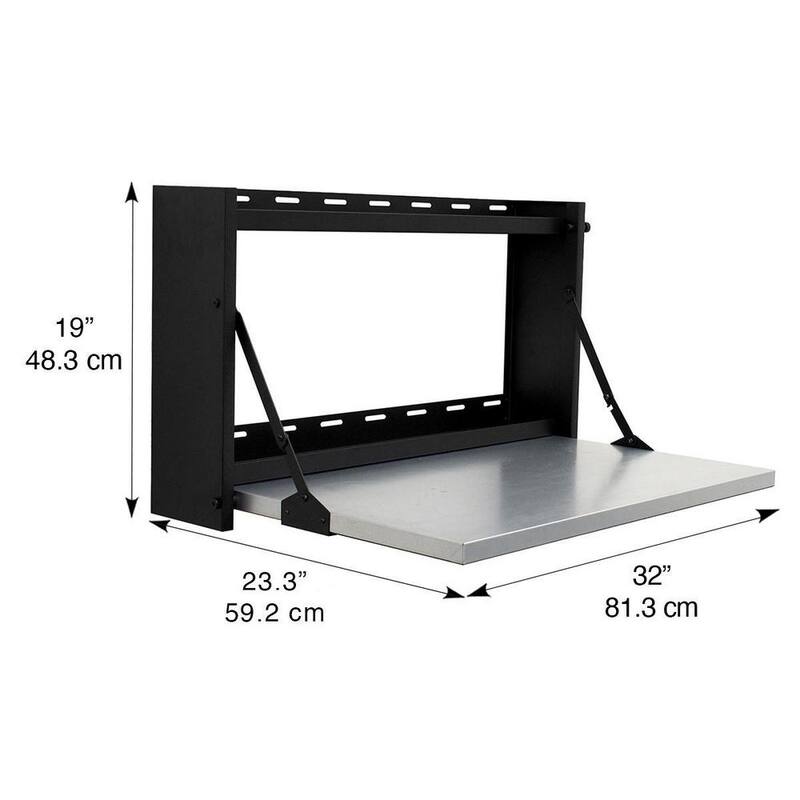 Montezuma 32 pulgadas de ancho x 23 pulgadas de profundidad Banco de trabajo montado en la pared abatible con estantes - MFS3219B