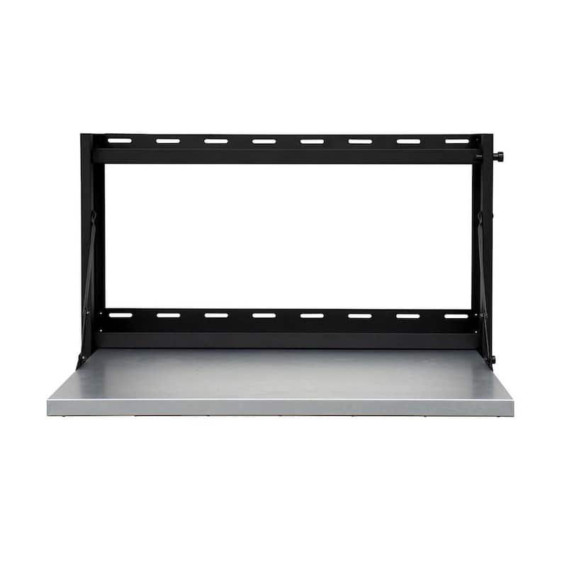 Montezuma 32 pulgadas de ancho x 23 pulgadas de profundidad Banco de trabajo montado en la pared abatible con estantes - MFS3219B