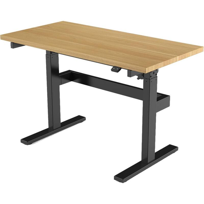 Banco de trabajo motorizado de madera natural Hanover de 47 pulgadas de ancho por 23 pulgadas de profundidad con alturas ajustables y tablero de clavijas - HGS001-BLK