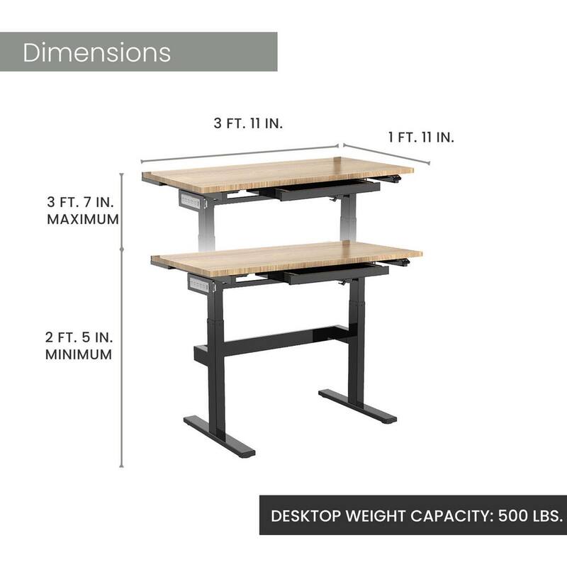 Banco de trabajo motorizado de madera natural Hanover de 47 pulgadas de ancho por 23 pulgadas de profundidad con alturas ajustables y tablero de clavijas - HGS001-BLK