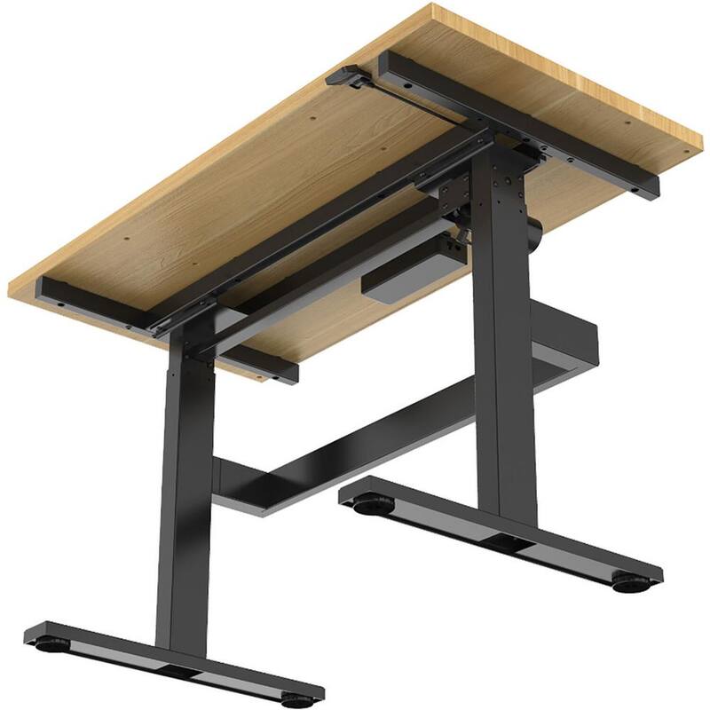 Banco de trabajo motorizado de madera natural Hanover de 47 pulgadas de ancho por 23 pulgadas de profundidad con alturas ajustables y tablero de clavijas - HGS001-BLK