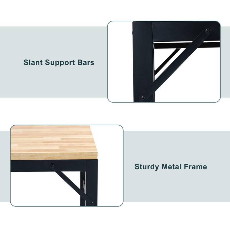 Mesa de trabajo ajustable resistente de 48 pulgadas de ancho por 23 pulgadas de profundidad con capacidad de carga de 2000 libras y estación de trabajo de madera dura - T48P166996