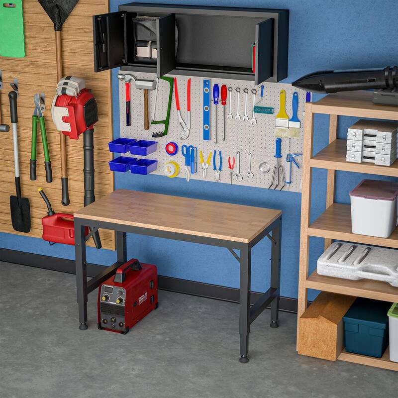 Mesa de trabajo ajustable resistente de 48 pulgadas de ancho por 23 pulgadas de profundidad con capacidad de carga de 2000 libras y estación de trabajo de madera dura - T48P166996