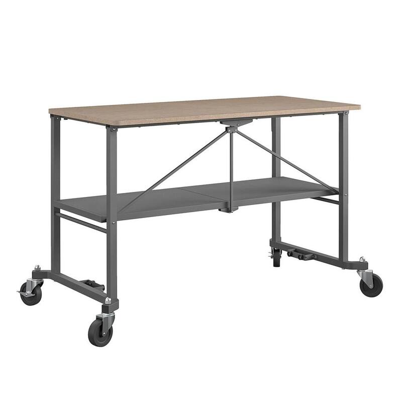 Banco de trabajo portátil Cosco SmartFold de 51 pulgadas de ancho por 27 pulgadas de profundidad con ruedas bloqueables - 66721DKG1E
