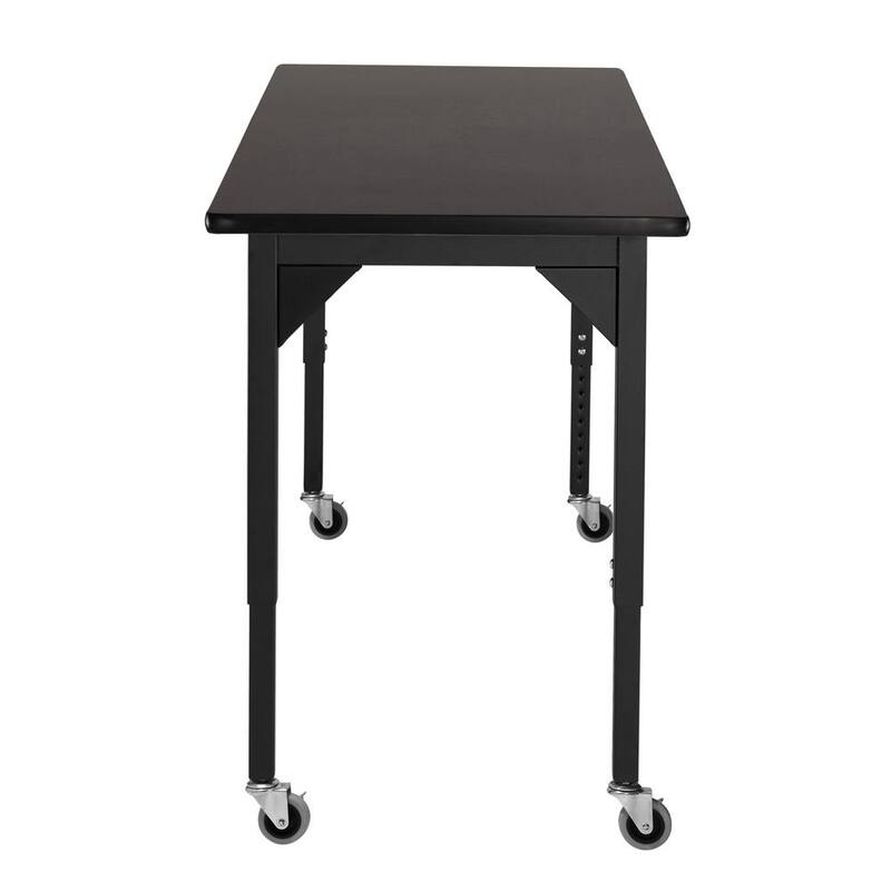 Mesa ajustable de altura con ruedas y marco negro resistente de 72 pulgadas de ancho por 30 pulgadas de largo - SLT3-3072HC