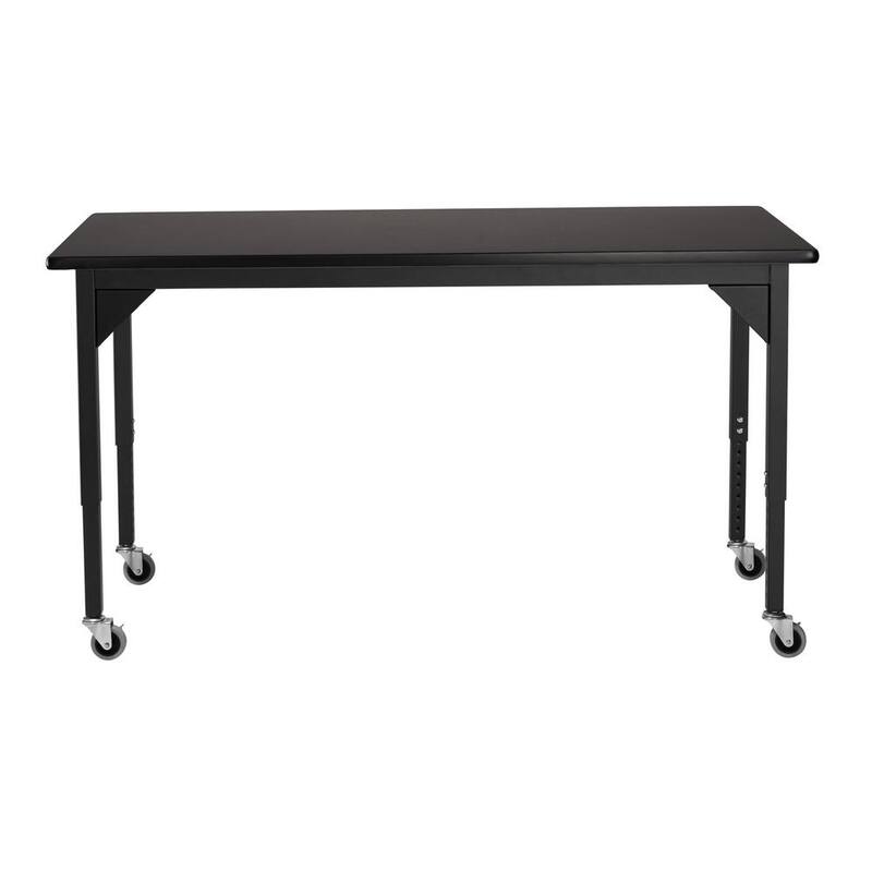 Mesa ajustable de altura con ruedas y marco negro resistente de 72 pulgadas de ancho por 30 pulgadas de largo - SLT3-3072HC