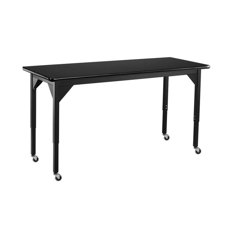 Mesa ajustable de altura con ruedas y marco negro resistente de 72 pulgadas de ancho por 30 pulgadas de largo - SLT3-3072HC