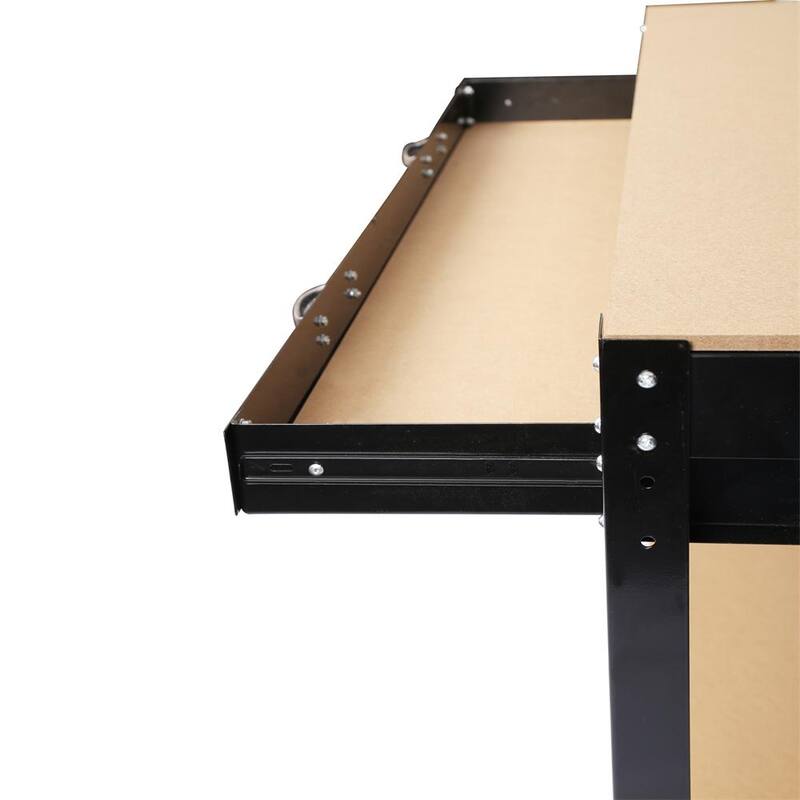 Banco de trabajo de acero de 48 pulg. de ancho x 24 pulg. de profundidad con cajón y almacenamiento de tablero perforado, mesa de herramientas para taller en negro - GH-LKW4-7479