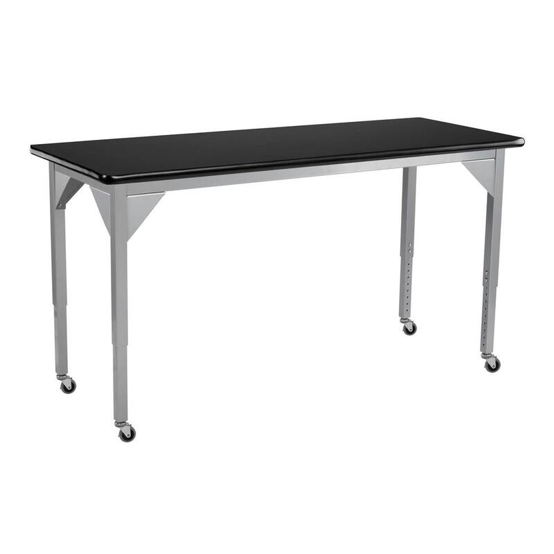 Mesa de altura ajustable de servicio pesado de 48 pulgadas de ancho x 24 pulgadas de profundidad con parte superior negra - SLT8-2448HC