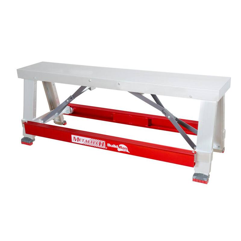 Banco de trabajo ajustable antideslizante de aluminio MetalTech Buildman de 18 pulgadas x 30 pulgadas con capacidad de carga de 500 lbs. - I-BMDWB18