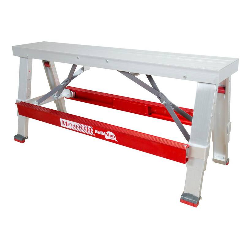 Banco de trabajo ajustable antideslizante de aluminio MetalTech Buildman de 18 pulgadas x 30 pulgadas con capacidad de carga de 500 lbs. - I-BMDWB18