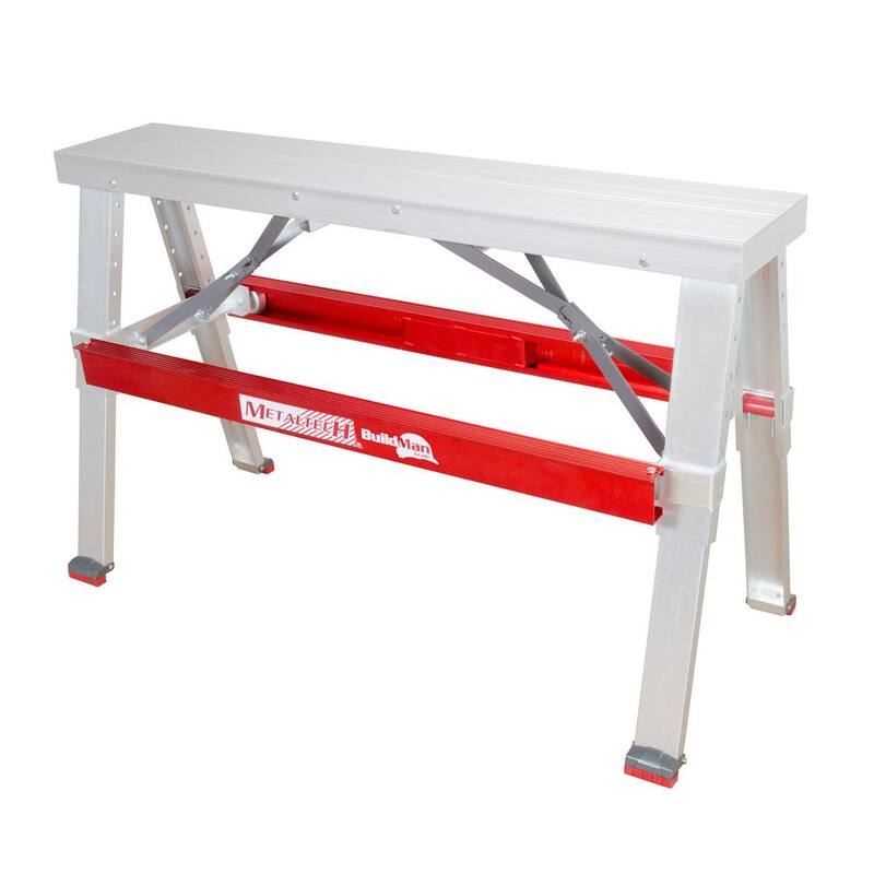 Banco de trabajo ajustable antideslizante de aluminio MetalTech Buildman de 18 pulgadas x 30 pulgadas con capacidad de carga de 500 lbs. - I-BMDWB18