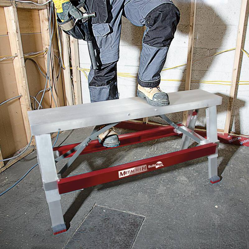 Banco de trabajo ajustable antideslizante de aluminio MetalTech Buildman de 18 pulgadas x 30 pulgadas con capacidad de carga de 500 lbs. - I-BMDWB18