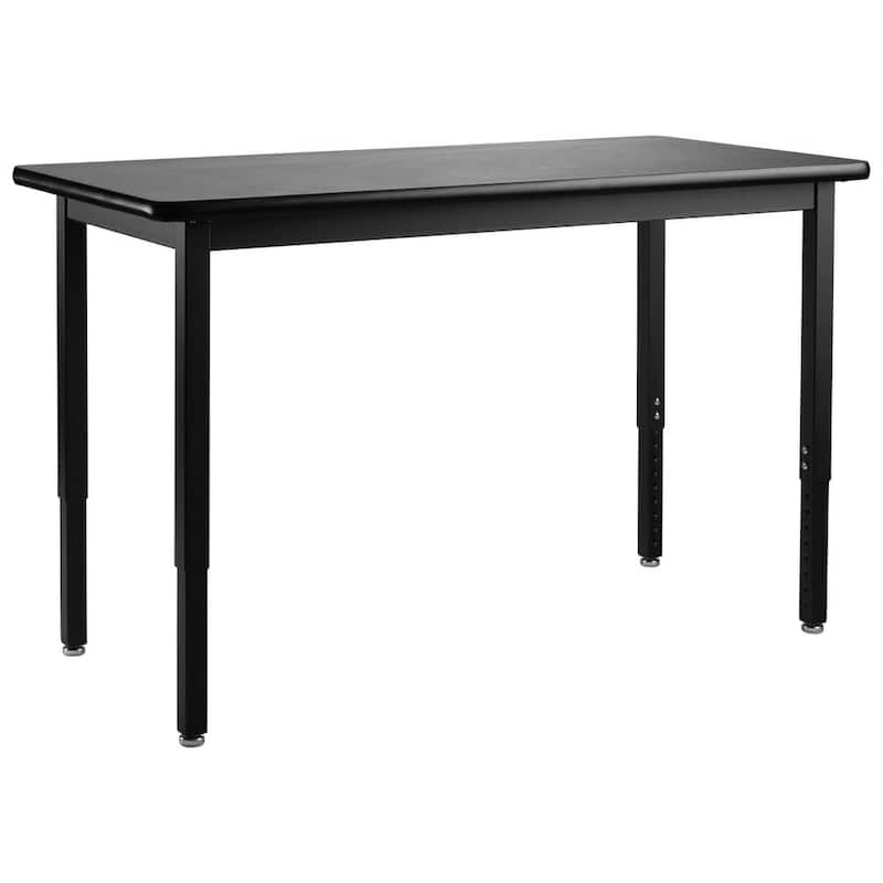 Mesa de trabajo de altura ajustable de servicio pesado de National Public Seating de 60 pulgadas de ancho por 24 pulgadas de profundidad con tapa negra - SLT3-2460H