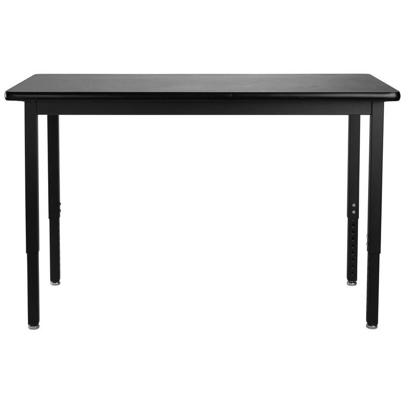 Mesa de trabajo de altura ajustable de servicio pesado de National Public Seating de 60 pulgadas de ancho por 24 pulgadas de profundidad con tapa negra - SLT3-2460H