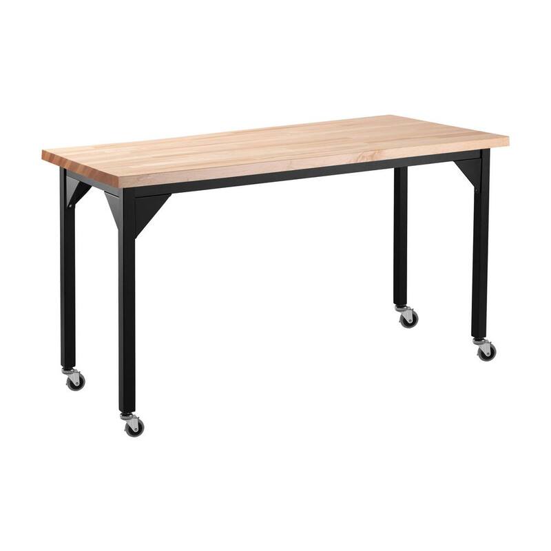 Mesa de trabajo resistente de 72 pulgadas de ancho por 30 pulgadas de profundidad con parte superior de bloque de carnicero - HDT7-3072BC de National Public Seating