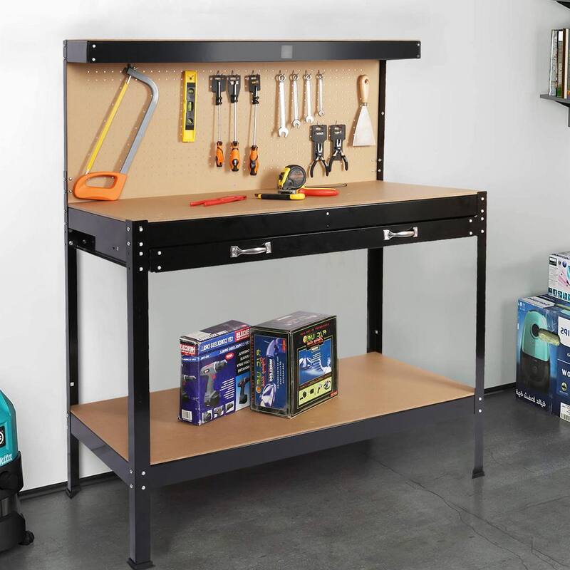 Maocao Hoom 48 pulgadas de ancho x 24 pulgadas de profundidad Banco de trabajo de madera maciza con almacenamiento de tablero de clavijas - DJ-C-W46517479