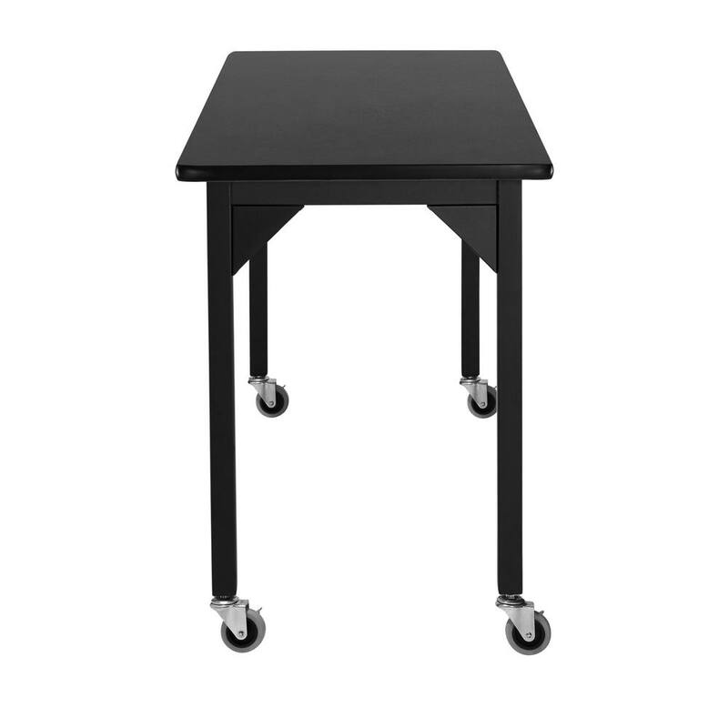 Mesa de trabajo resistente de 60 pulgadas de ancho por 30 pulgadas de profundidad con ruedas y superficie negra - SLT7-3060HC de National Public Seating