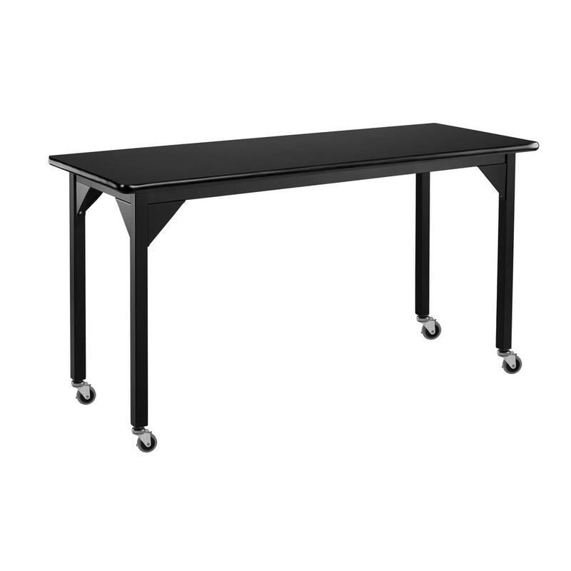 Mesa de trabajo resistente de 60 pulgadas de ancho por 30 pulgadas de profundidad con ruedas y superficie negra - SLT7-3060HC de National Public Seating