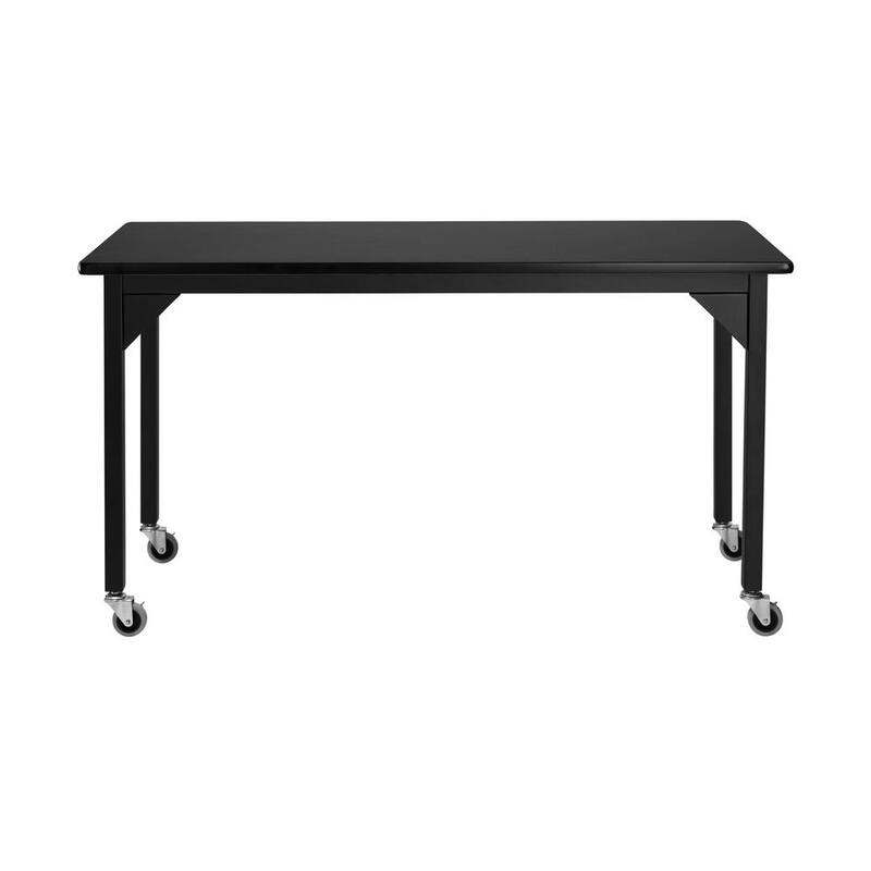 Mesa de trabajo resistente de 60 pulgadas de ancho por 30 pulgadas de profundidad con ruedas y superficie negra - SLT7-3060HC de National Public Seating