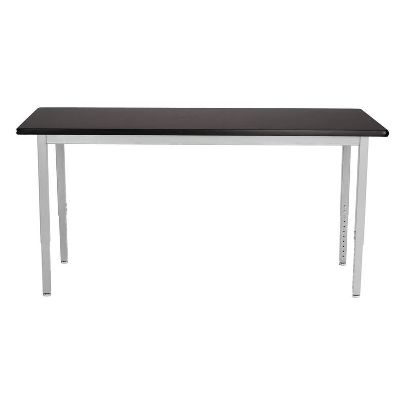 Mesa ajustable de altura resistente de 48 pulgadas de ancho por 24 pulgadas de profundidad con marco gris y superficie negra - SLT8-2448H de National Public Seating